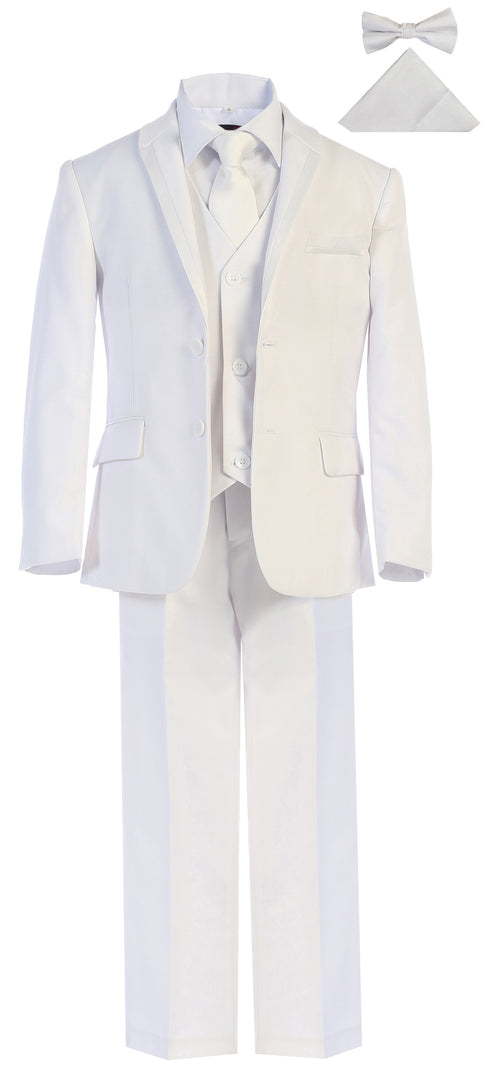 Magen Kids Little Boys Shawl Collar Tuxedo Slim Fit 7 Pc Suit 12M-6 - SophiasStyle.com